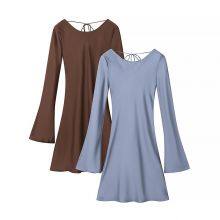 European-style and American-style Feminine and Spicy Girl's Tight-fitting Skirt in Earthy Tones With Back Ties and a One-piece Dress Style. thumbnail-2