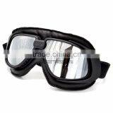 BJ-GT-007 New Arrival Black Leather Goggles Motorcycle With Clear Lens thumbnail-3
