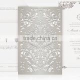 Classy & artistic gray laser cut wedding invitations with letterpress printing for wedding                        
                                                Quality Choice