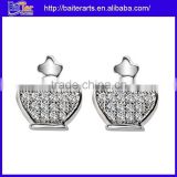wholesale diamond crown stud earrings for women,silver crown earring cheap crown white gold stud earrings