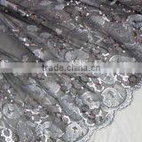 Organza Colorful Litter Sequin Flower Indian Fabric Silk African Fabric CL2027-1 Black thumbnail-1