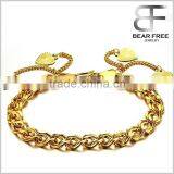 18k Gold Plated Women's Bracelets Heart Pendants Chain Link Gold Bracelet Jewelry