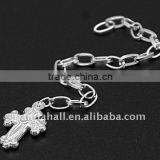 Iron End Chains, With Tibetan Style Pendants, Silver Color, Iron Cross Chains: 3.8x6.9mm(FIND-JF00052)