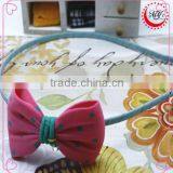 Blue Dot Print Mini Pink Suit Fabric Bow Hair Band Girls Headband thumbnail-1