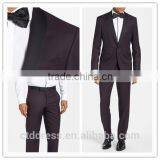 2014 Top Quality 100% Wool Dark Purple Groom Tuxedos Best Man Suits thumbnail-1