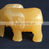 Yellow Crystal Gemstone Animals Elephant Carving thumbnail-6