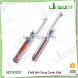 China Furniture 2-fold Undermount Soft Close Cash Drawer Kitchen Accessories Drawer Slide