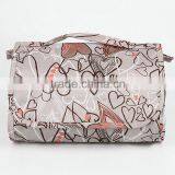 210D Nylon Plaid Floral Printing Toiletry Cosmetic Bag With Hanger thumbnail-4