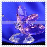 Splendid Pink Crystal Butterfly With Base For Table Decoration