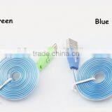 Mix Color Flashing Visible Luminous Smiling Face Micro USB Cable LED Glow Sync Data Charger Cables, Noodle Cables for Samsung thumbnail-4