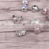 Bead Clip Lock Mixed Crystal Tibetan Silver Plated Stopper Beads Charms Fit European Bracelet thumbnail-2