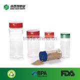 Butterfly Cap With Six Holes Red Cap Pet Round Shape 300ml Clear Spice Jar