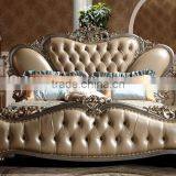 European Style Solid Wood With Genuine Leather Bed, Royal Bedroom Carved Furnitur Bed, Royal Bedroom Furniture (BF01-ML013) thumbnail-2