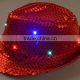 Hot-selling Factory Cheap Christmas Events Party Supplies LED Flashlight Colorful Hat Luminous Jazz Hat Sequin LED Hat thumbnail-3