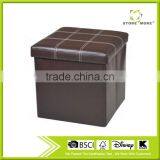 Storage Ottoman Faux Leather Collapsible Foldable Seat Foot Rest Stool Seat thumbnail-2