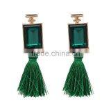 Bohemian Jewelry Crystal Gems With Long Colorful Tassel Charms Earrings for Women thumbnail-6