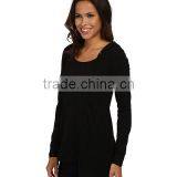 100 % Cotton European Style Plain Long Sleeve Classic Jersey Fabric Pullover Hoodie for Women thumbnail-1