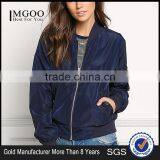 MGOO 2017 New Style Fashion Small Zip UP Bomber Jackets Women Custom Pockets Long Sleeves Coat With Padded thumbnail-1