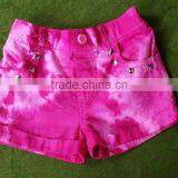 Pink Tie Dye Crystal Studded Shorts- Spring Shorts- Summer Shorts- Baby/ Toddler Girl Shorts- Hot Pink thumbnail-4