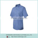Blank Blue Cotton Lycra Slim Short Sleeve Cheap Mens Business Shirts