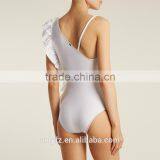 China Factory Wholesale Embroidered Asymmetric Ruffle One Piece Swimsuit Women thumbnail-3