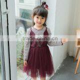 B22643A Autumn New Design Girl Cotton Stripe Sling Princess Dress thumbnail-5