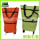 Eco-friendly 600D Oxford Fabric Foldable Trolley 2 Wheels Shopping Bag thumbnail-2