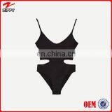 2017 New Style Black Cut Side Women V Neck Swimsuit One Piece Swimsuit thumbnail-3