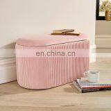 Reatai Home Furniture Square Pink Velvet Seat Cover Storage Leisure European Pink Stool Bench thumbnail-2