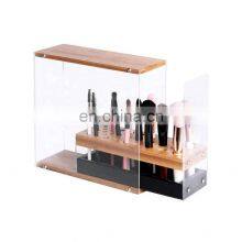 31 Holes Beauty Cosmetic Display Acrylic Wood Brush Holder Organizer