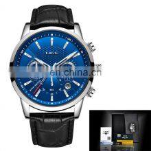 Lige 9866 New Sport Men Quartz Wristwatch Clock Waterproof Chrono Brand Leather Watches Men Wrist Luxury thumbnail-3