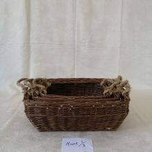 Square Handmade Wicker Storage Basket /Flower Garden Basket thumbnail-1