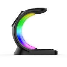 3 In 1 Desktop Stand 15W Magnetic Fast Wireless Charging Stand Holder With Led Rgb Light Lamp For IPhone thumbnail-3