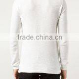 Long Sleeves Fastener Collar Plain White Cotton t Shirt thumbnail-3
