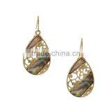 Funky Fancy Abalone Shell Teardrop Gold Filled Filigree Dangle Earring for Womens thumbnail-2