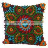 Uzbekistan Suzani Pillow Cover Decorative Throw Pillow Case Indian Cushion Cover Boho Pom Pom Cushions