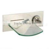 Nickel Brushed Wall Mount Waterfall Faucet Glass Bathroom Faucet QH0500WS thumbnail-1