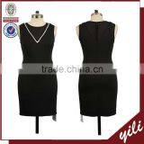 Elegant Design Plain Black Sleeveless Mature Ladies Latest Formal Dress Patterns thumbnail-1