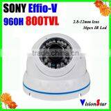 1/3" SONY 960H CCD(Dual CCD) Vandalproof Dome Camera With OSD Menu 2.8-12mm Lens Camera