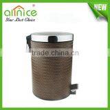 Indoor Leather Decorative Stainless Steel Pedal Dustbin