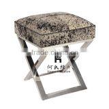 Criss Cross Cowhide Stool thumbnail-1