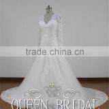 Real Sample Appliqued Lace Long Sleeve Mermaid Islamic Wedding Dress Patterns thumbnail-3