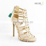 OLNS004 Classics Ladies Black High Heel Dress Sandals Suede Platform Heels Metal Strap Decorated Women Sandals Shoes thumbnail-2