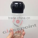 spice bottle with black closures, glass bottle + grinder cap