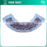 Violet Rectangle 5MM Rhinestone Indigo Mesh Neckline Applique Collar Mermaid Wedding Dress