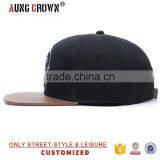 New Leather Hat/cap Leather/6 Panel Leather Brim Snapback Hat thumbnail-3