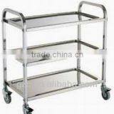 3 Tier Hotel Restaurant Fshiny Stainless Steel Fast Food and Wine Trolley/equipment
