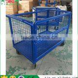 5 Inch Noiceless Wheel Movable Mesh Side Platform Truck Roll Cage Storage Platform Cart