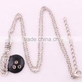 Antique Silver Plated Fashion Bowling Pin and Ball Crystal Pendant Necklace thumbnail-6
