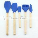 High Quality Silicone Kitchen Tools With Wooden Handle Set Of 5 thumbnail-1